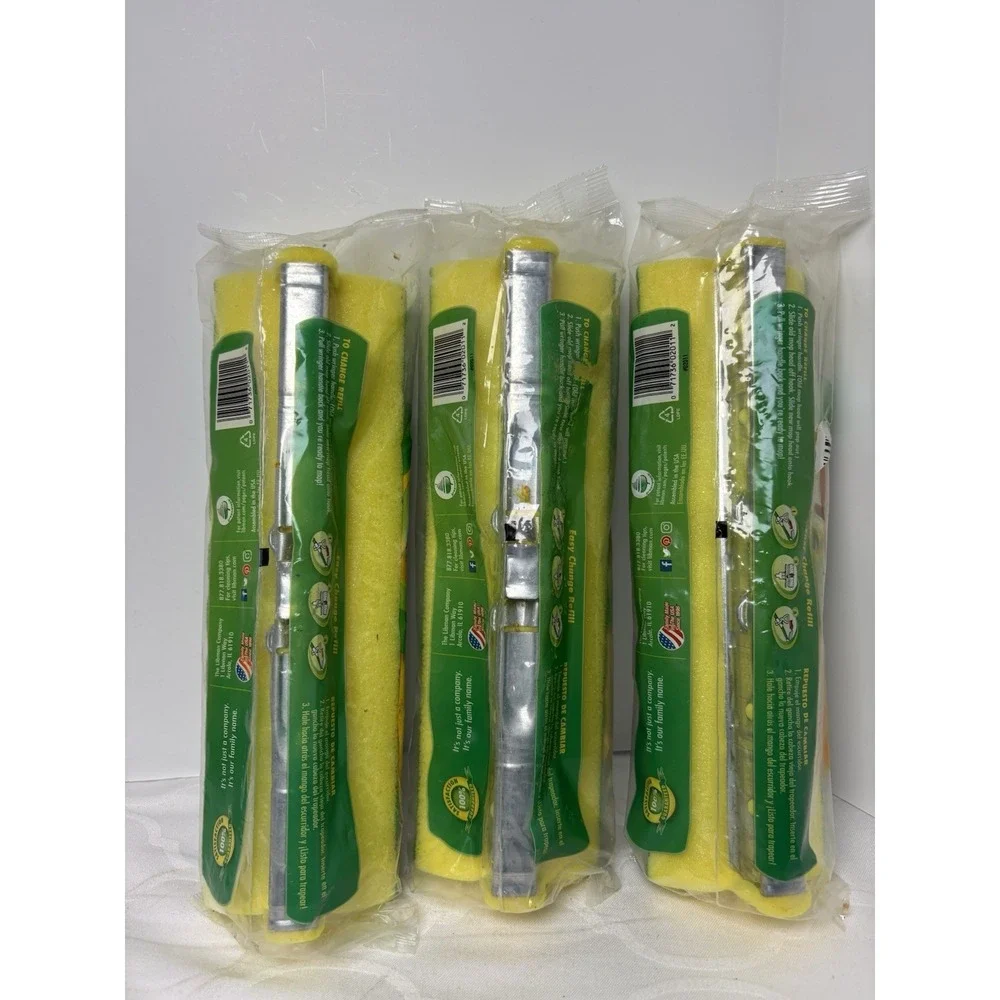 3 Lot Libman Nitty Gritty 10 Inch Tear Resistant Sponge Roller Mop Refill NOS